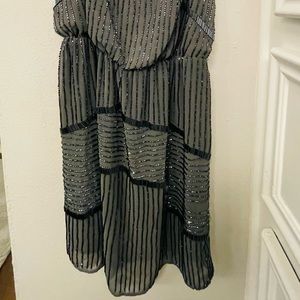 Size 2 NWT Walter Baker Grey sequin cross back midi dress